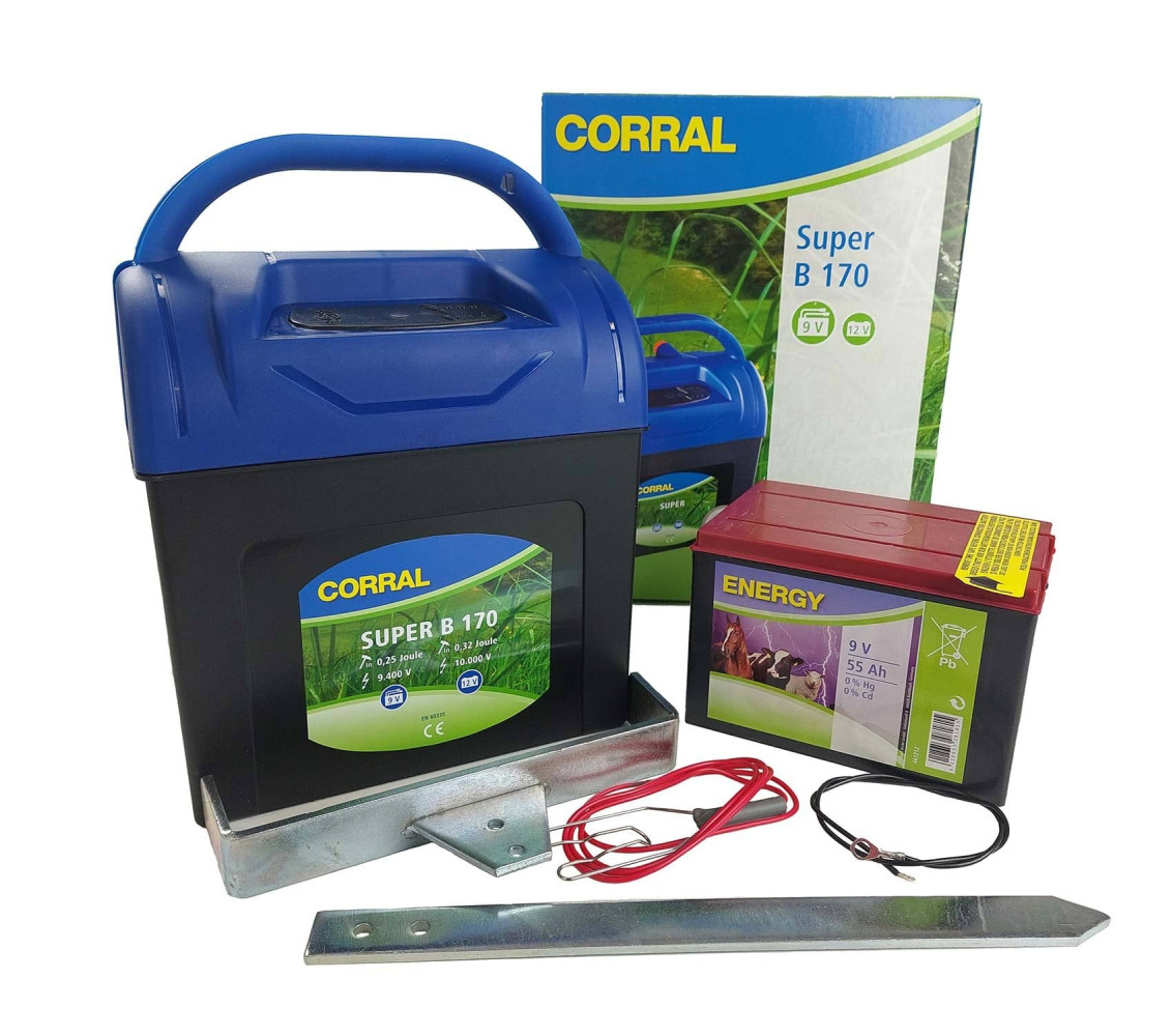 Elektryzator CORRAL B170 0,22J + bateria 9V 55Ah | Zestaw