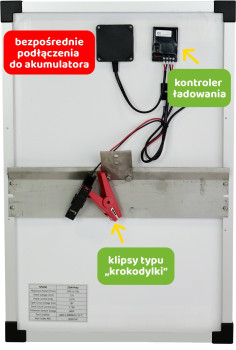 Panel słoneczny 25W z regulatorem ładowania, do podłączenia bezpośrednio do akumulatora, Kerbl