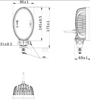 Lampa robocza LED, owalna 24W 2240lm światło rozproszone 8 LED Kramp