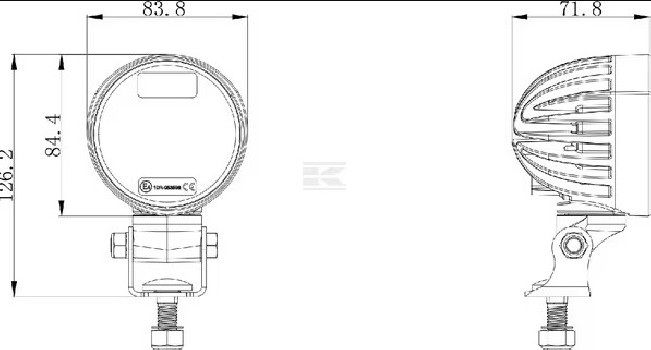 Lampa robocza LED, okrągła 40W 4000lm 10/30V z wtyczką Deutsch 4 LED 360° Kramp
