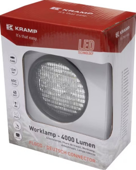 Lampa robocza LED, okrągła 40W 4000lm 10/30V z wtyczką Deutsch 4 LED 360° Kramp