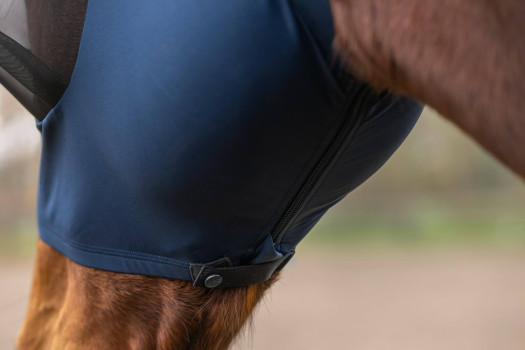 Maska przeciwowadowa dla konia FinoStretch Zipper, niebieski, Pony, Covalliero