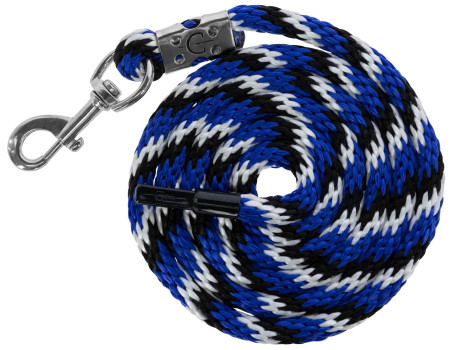 Uwiąz dla konia Mustang, zwykły karabińczyk, niebieski/czarny/biały,  200 cm, Covalliero