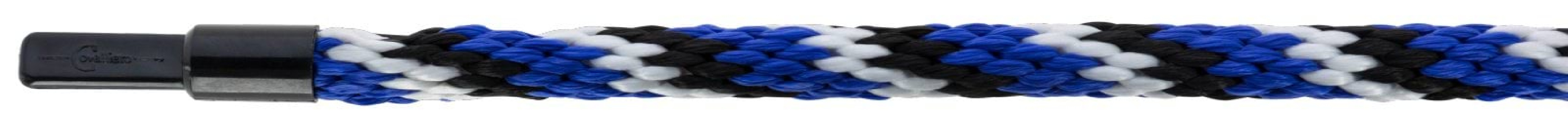 Uwiąz dla konia Mustang, zwykły karabińczyk, niebieski/czarny/biały,  200 cm, Covalliero