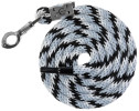 Uwiąz dla konia Mustang, bezpieczny karabińczyk, srebrny/czarny/biały,  200 cm, Covalliero