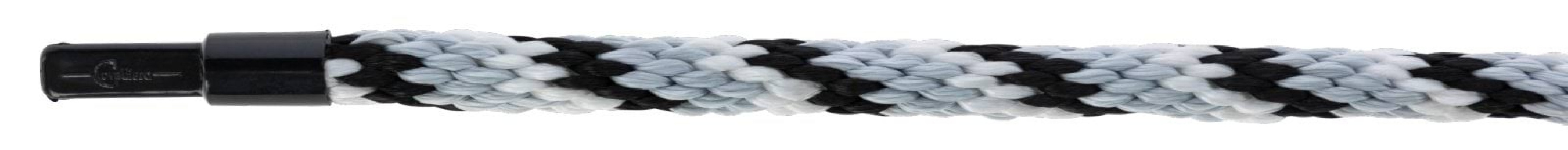 Uwiąz dla konia Mustang, bezpieczny karabińczyk, srebrny/czarny/biały,  200 cm, Covalliero