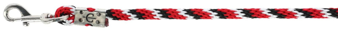Uwiąz dla konia Mustang, zwykły karabińczyk, czerwony/czarny/biały, 200 cm, Covalliero