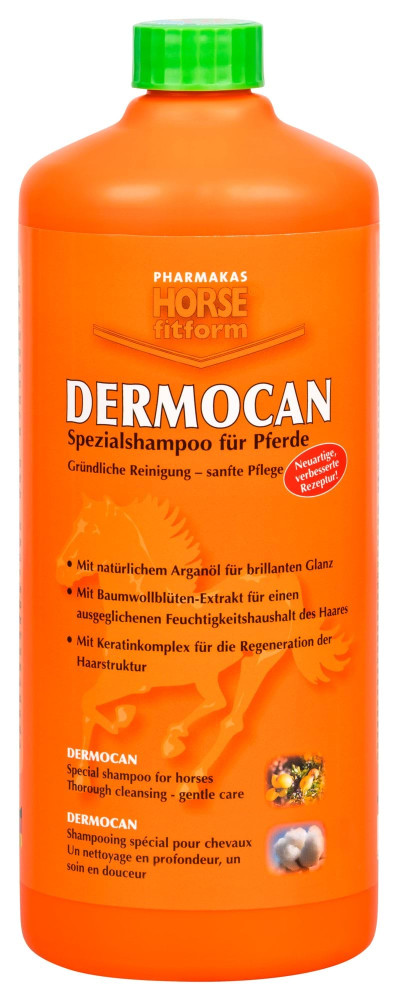 Szampon dla konia Dermocan, oczyszczający, 1000 ml, Pharmakas Horse Fitform