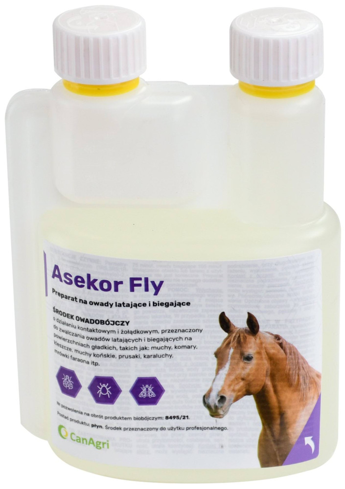 Preparat na owady latające i biegające ASEKOR FLY, bezbarwny, 600 ml, Canagri