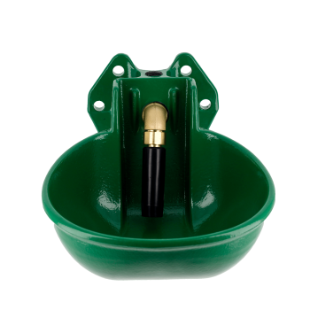 Poidło miskowe żeliwne, z zaworem rurowym, dla bydła i koni, 2,5L, oliwkowe, Kerbl