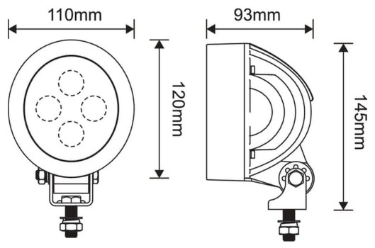 Lampa robocza LED, okrągła 40W 4500lm 10/30V światło rozproszone 4 LED Kramp