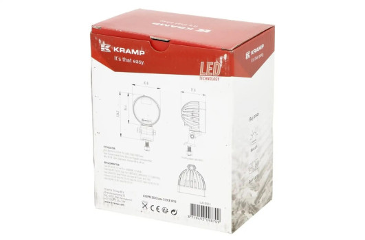 LA10551 Lampa robocza LED, okrągła 40W 4000lm 10/30V z wtyczką AMP 4 LED 360° Kramp