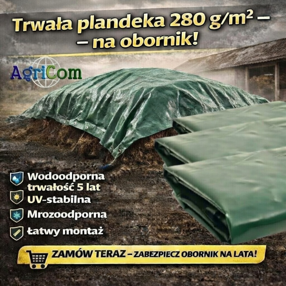 Plandeka na obornik pryzmę obornika 280 g/m² –  5 Lat Trwałości
