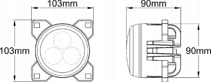 Lampa robocza LED, okrągła 42W 4200lm 10/30V z wtyczką Deutsch + H11 światło rozproszone Kramp