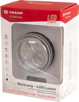 Lampa robocza LED, okrągła 42W 4200lm 10/30V z wtyczką Deutsch + H11 światło rozproszone Kramp