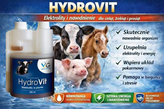 HydroVit – Elektrolity i nawodnienie dla cieląt, źrebiąt i prosiąt | Płyn dietetyczny