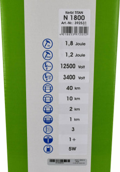 Elektryzator sieciowy KERBL TITAN N 1800 – 1,8 J, 230V