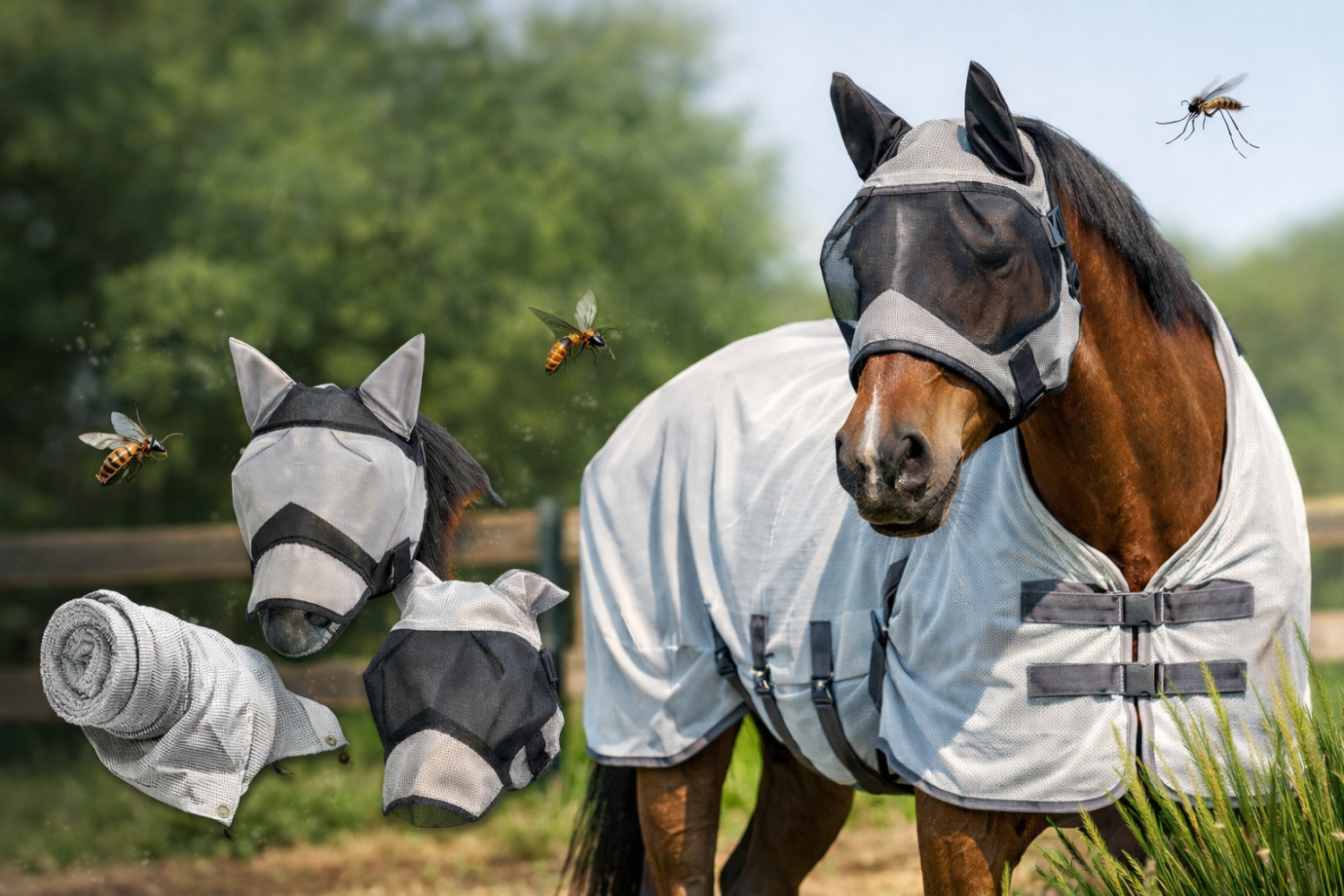 Derki i maski przeciwowadowe dla koni | Ochrona przed owadami