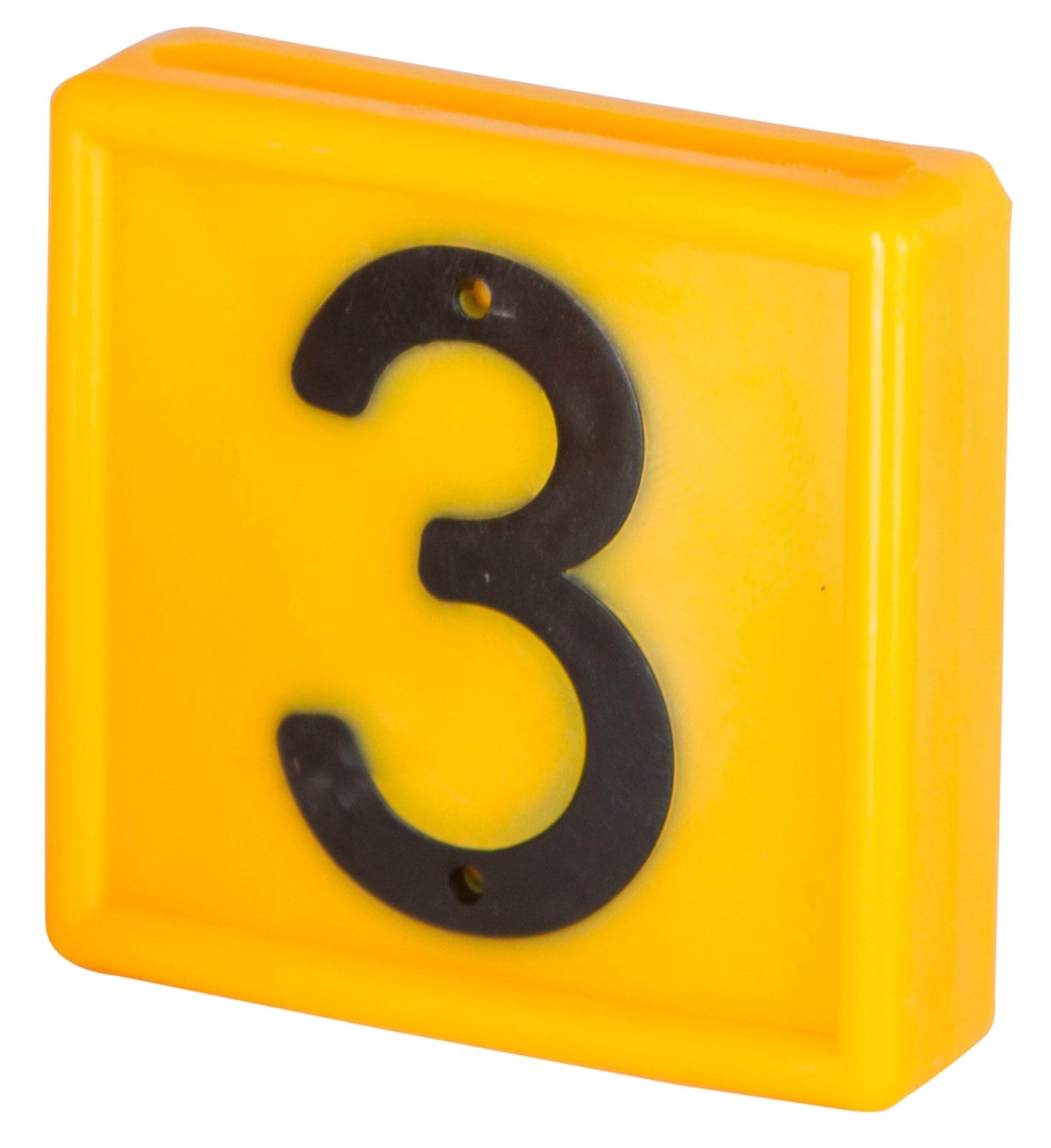 Numer jednostronny do znakowania bydła do obroży, żółty nr ” 3 “